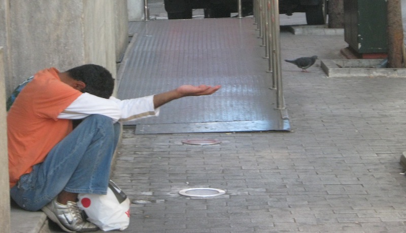 Beggar in central Athens
